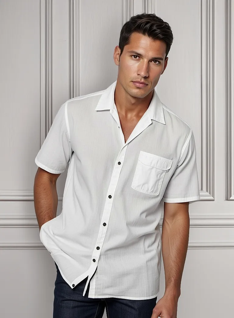 Camisa Caballero Blanca Tocuyo – Manga Corta