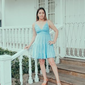 Vestido de Dama Tocuyo Celeste